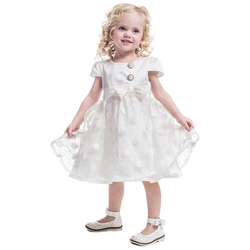 фото Платье cascatto, нарядное, в горошек, размер 3-4/98-104, белый