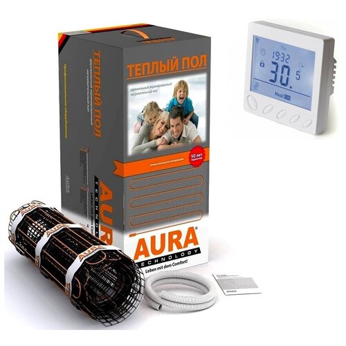 Нагревательный мат AURA MTA 2250-15,0 с Wi-Fi терморегулятором теплый пол aura technology mta 375 2 5 терморегулятор