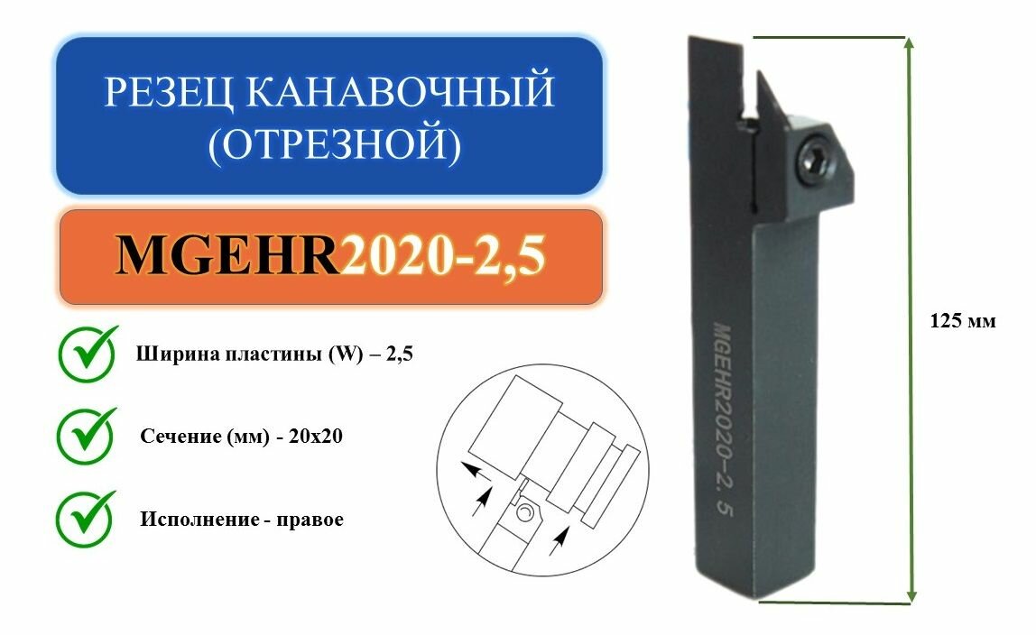 MGEHR2020-2,5 Резец канавочный (отрезной)