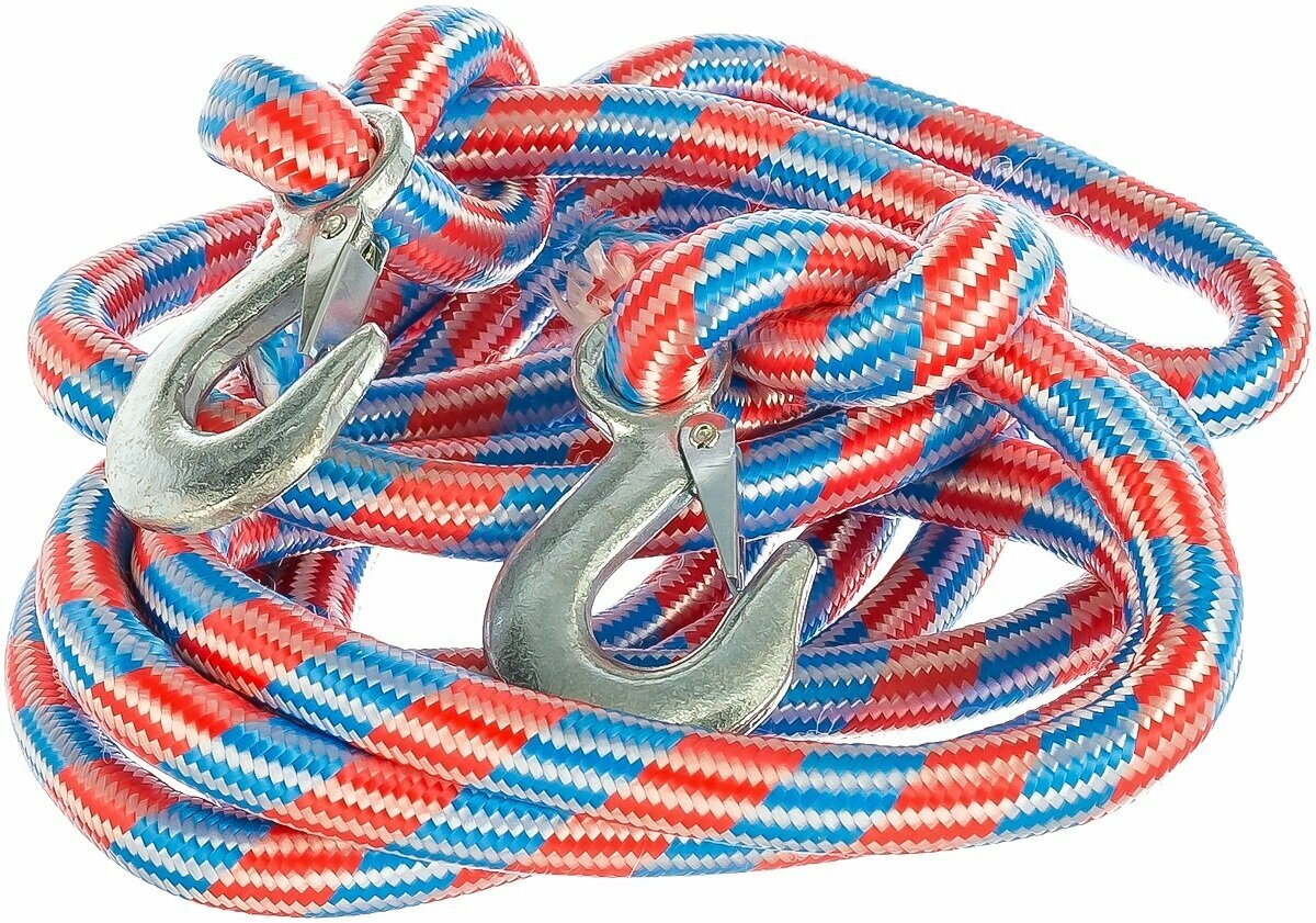 Трос буксировочный AB-12Ш 12000кг длина 4.8м, альпийский шнур (с крюками) в пакете автостоп