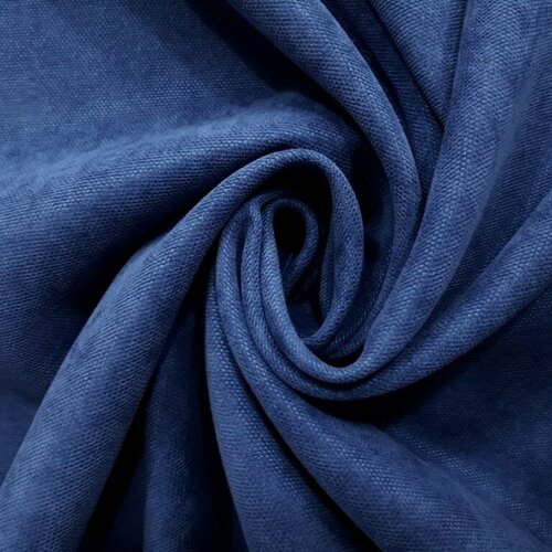 Ткань портьерная Канвас для шитья штор рукоделия и творчества, отрез 1 метр, ширина 300 см, цвет синий, пр-во Турция
