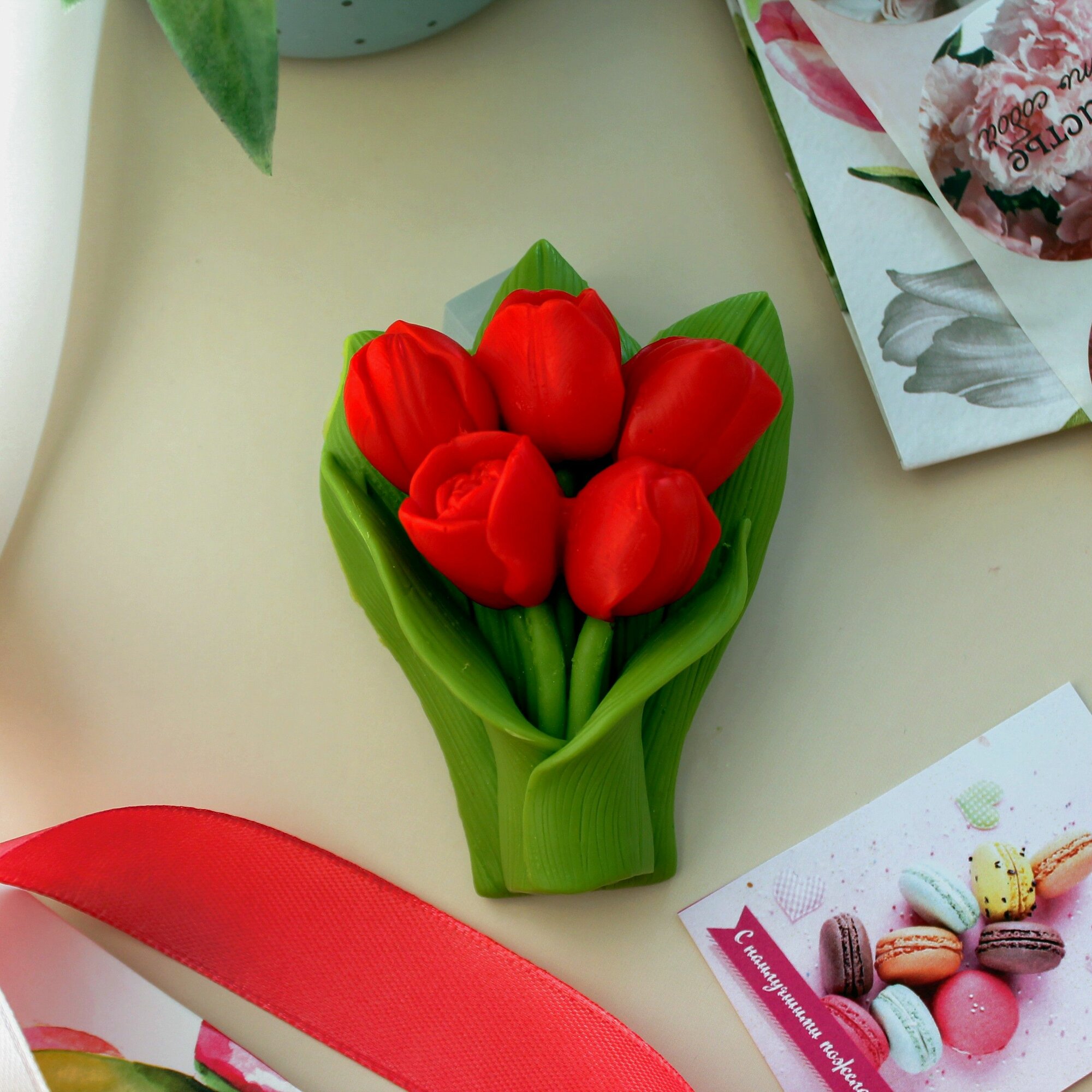 Мыло сувенирное "Букет тюльпанов"/набор женский/подарок 8 марта