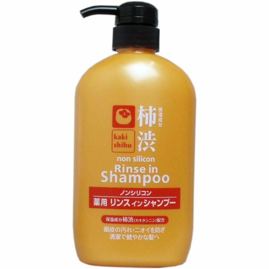 KUMANO YUSHI Шампунь-кондиционер для волос Kakishibu Rinse in Shampoo с экстрактом хурмы, 600мл