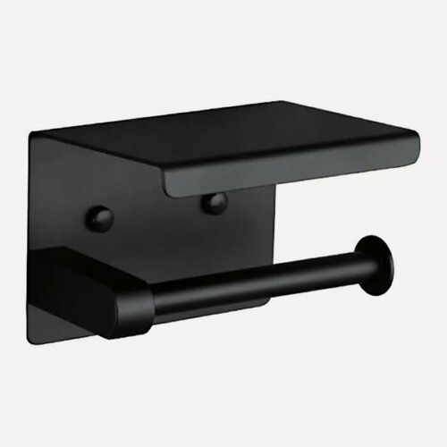 Изображение товара Бумагодержатель с полкой Frap F502-6 цвет-черный, покрытие PVD, латунь, крепление шурупы