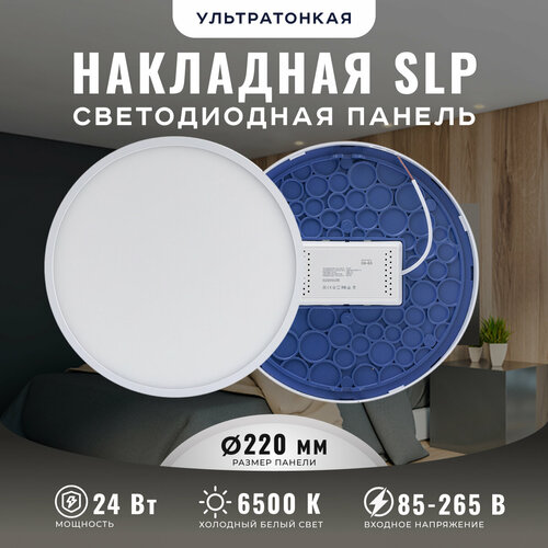 Светодиодный светильник-панель в форме круга Накладная светодиодная круглая панель с изолированным драйвером Встраиваемое LED освещение для внутренних помещений PF 09 24Вт ХБ 6500К 1920Лм IP40 220В 06-65 d-220 2183₽