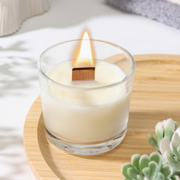 фото Свеча из соевого воска в стакане с деревянным фитилем "Марокканский апельсин", 65 гр