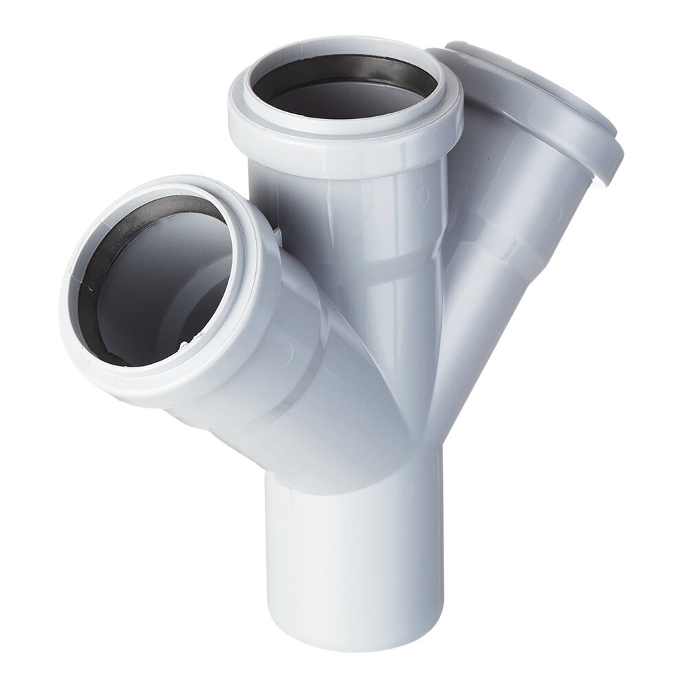 фото Крестовина Valfex d50х50х50 мм 45° пластиковая для внутренней канализации