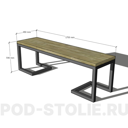 Скамья садовая лофт Roco-02 с размерами 170х54х45 см 40000₽