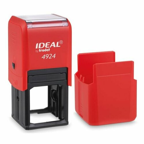 IDEAL 4924 Автоматическая оснастка для печати/штампа (штамп 40 х 40 мм; печать 40 мм) с крышкой, Красный