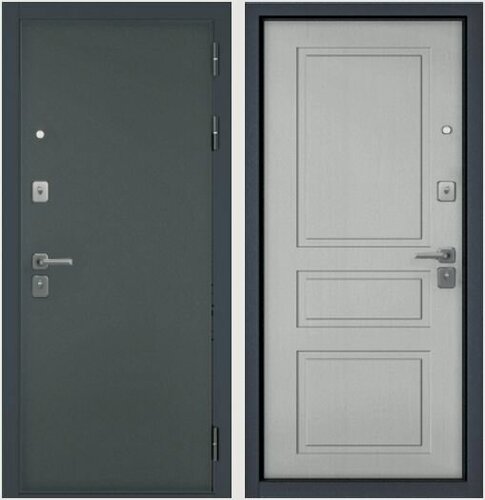 Изображение товара Дверь входная сити прайм 2 Черный муар-Роял дуб белый 880 правая