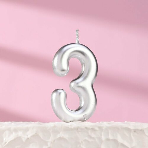 SUI Свеча в торт Европейская цифра 3 6 см серебро 269₽