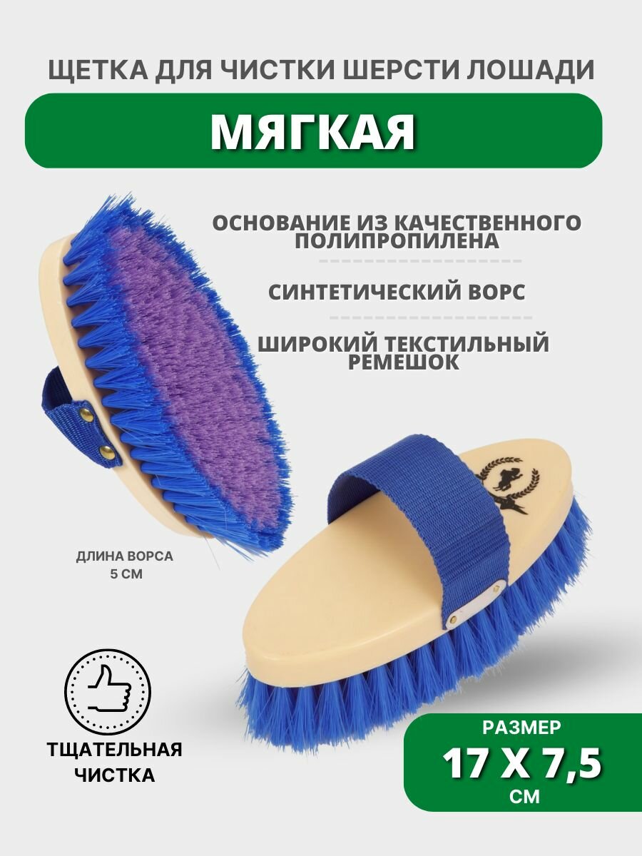 Sweethorse / Щетка для лошадей с ремешком 17х7.5х5см синяя