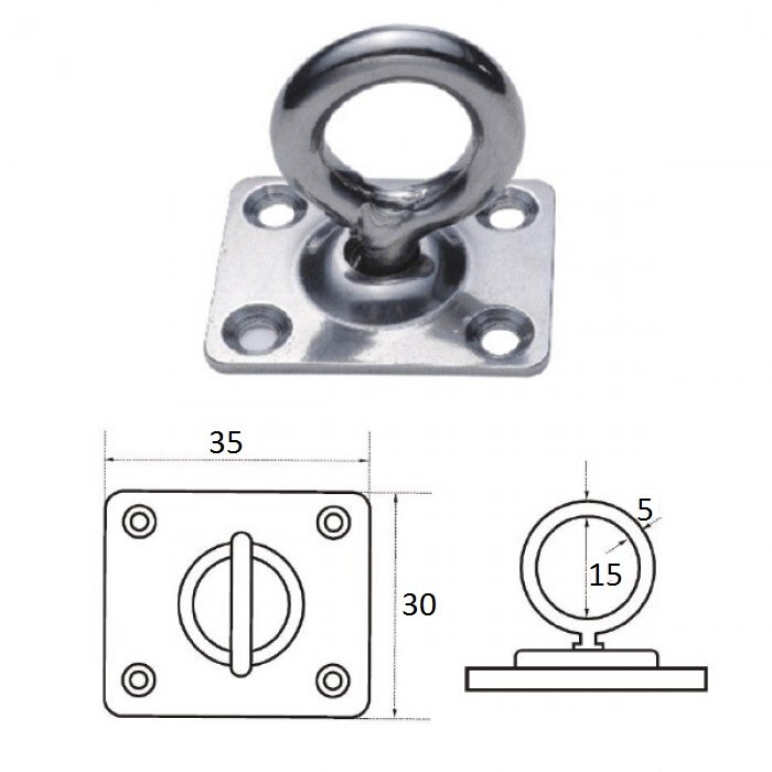 фото Планка квадратная с поворотной проушиной 5мм