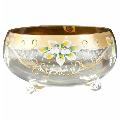 Конфетница 20 см на 3-х ножках золото Star Crystal 