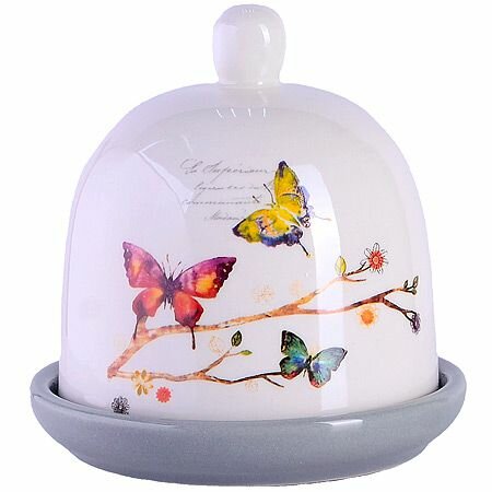 Лимонница с крышкой 9х9х9см Бабочки в саду 2 предмета доломит LR 60131 KSMB-60131