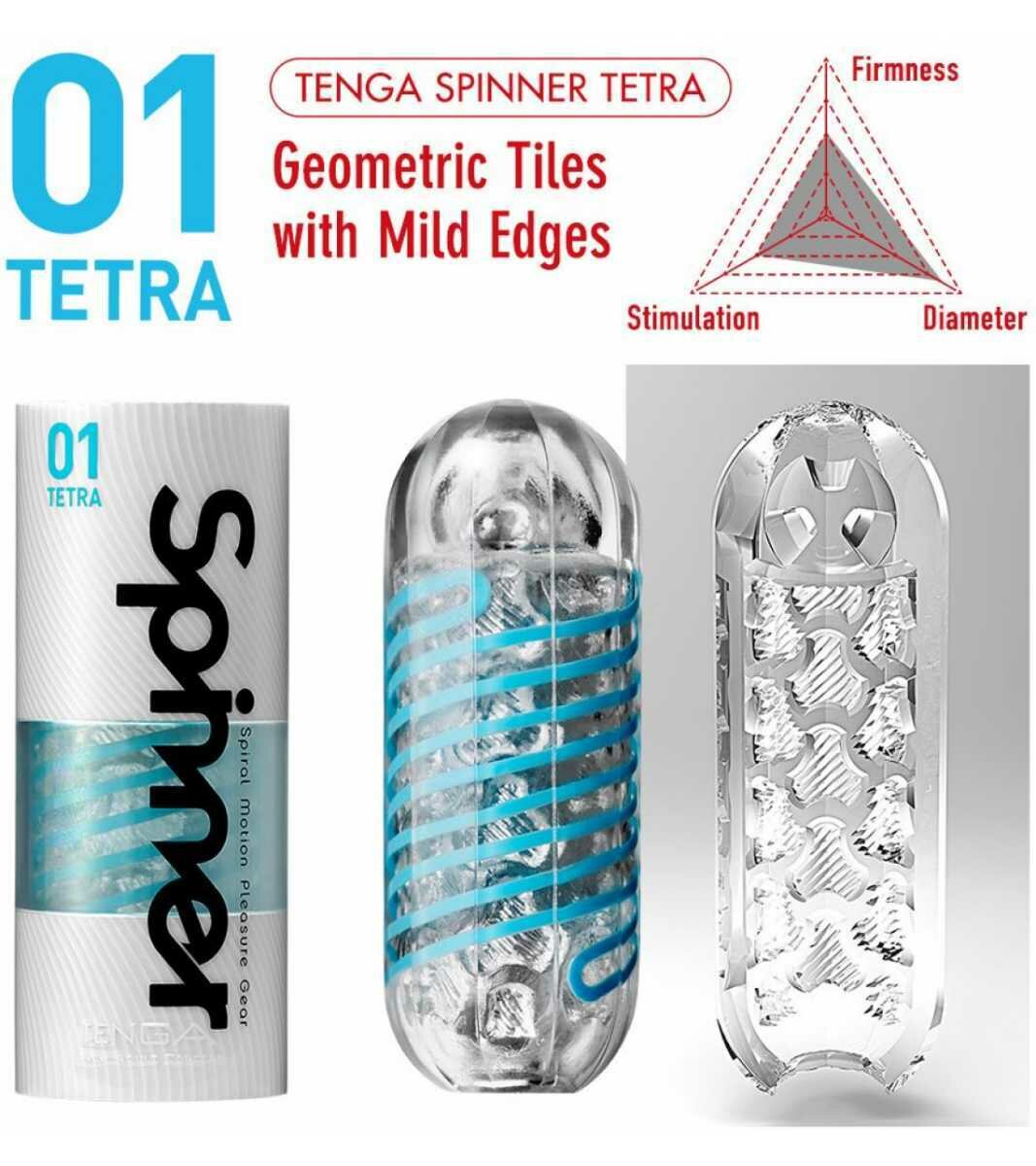 Мастурбатор Tenga Spinner Tetra, голубой/прозрачный (SPN-001)