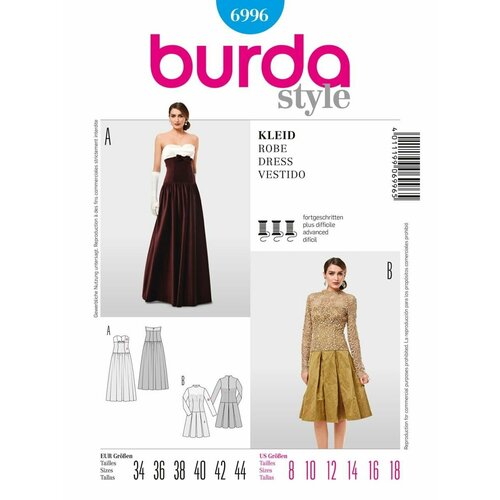 Выкройка Burda 6996 Вечернее платье выкройка burda 6708 вечернее платье