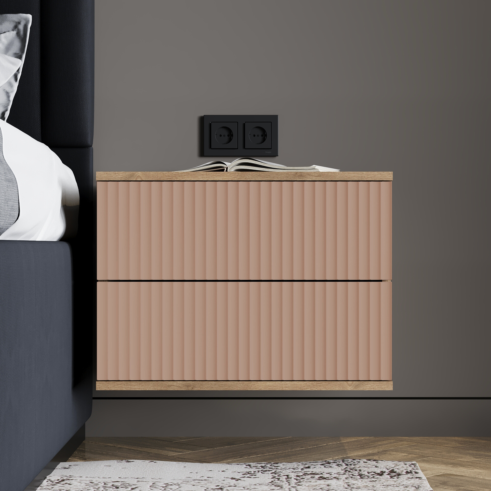 фото Прикроватная тумба-консоль "Йорк" Кварц, серая