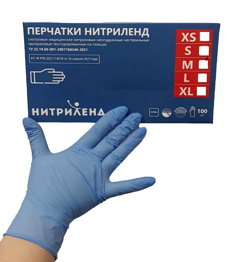 Перчатки одноразовые нитриловые смотровые Нитриленд 50 пар 100 шт неопудренные размер S -