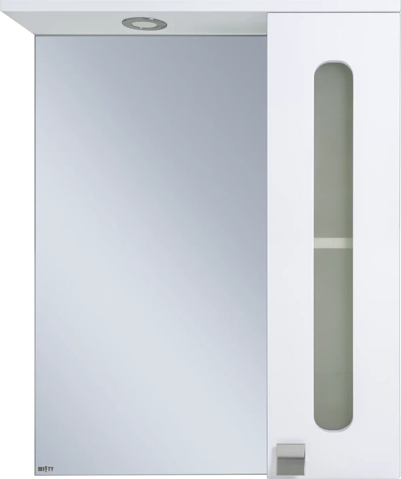 Зеркальный шкаф Misty Урал Э-Ура-04060-021П 60x72 см R с подсветкой выключателем белый глянец