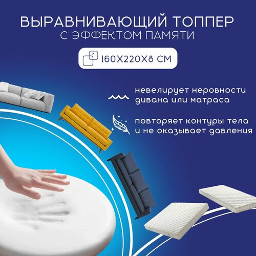 Топпер 160х220 см, Ортис, на матрас и диван выравнивающий с MEMORY