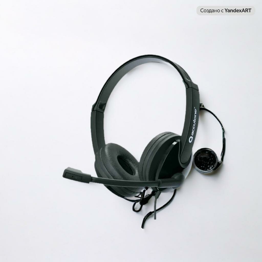 Гарнитура USB Accutone UB101 Black, с микрофоном, регулируемая громкость, шумоподавление, для офиса и колл-центра