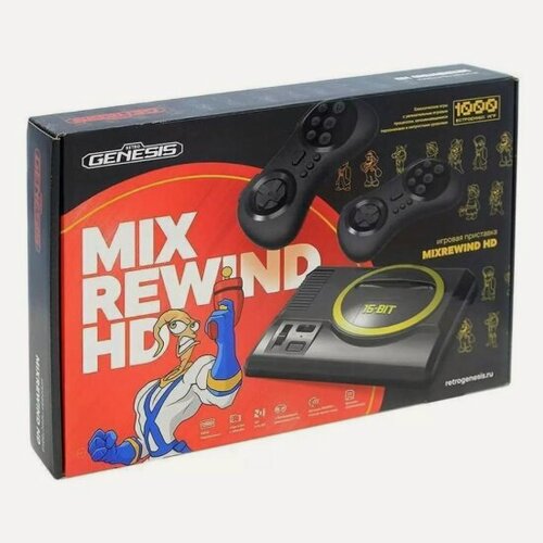Изображение товара Игровая приставка Retro Genesis MixRewind HD (1000 игр, 2 беспроводных джойстика, HDMI, 8+16Bit, Rewind, сохранения, модель: RGP-515)