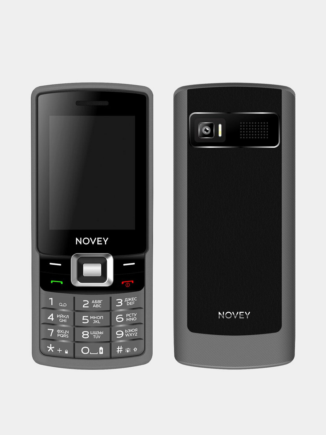 Кнопочный мобильный телефон Novey P30 с 2 - SIM слотами, серый