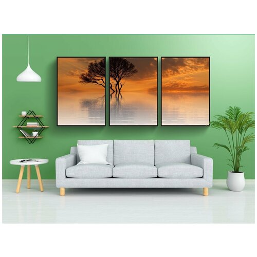 фото Набор модулных постеров для интерьера "солнце, заход солнца, летом" 60x90 см. в тубусе, без рамки lotsprints