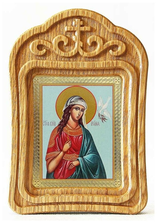 Великомученица Ирина Македонская, икона в резной деревянной рамке