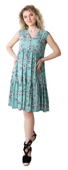 Платье Мамуля Красотуля, размер 42-44, серый, зеленый