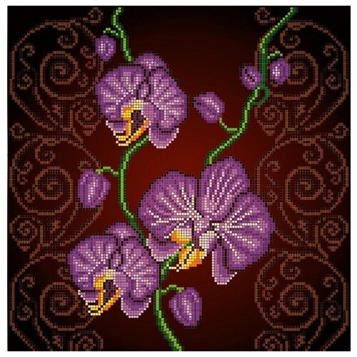Купить Орхидея фиолетовая Рисунок на ткани 30х30 30х30 Божья коровка 28 Божья коровка 28
