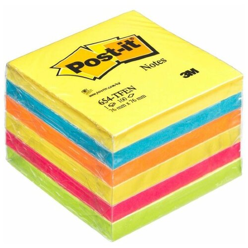 Блок- кубик Post- it Двойная радуга, 76*76 мм, 100 листов, Post-it, Бумага для заметок  - купить со скидкой