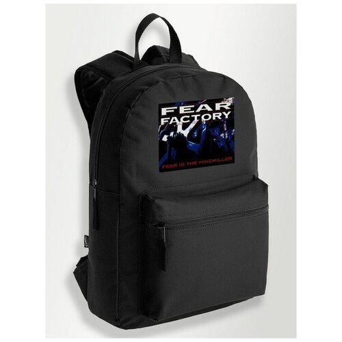 Черный школьный рюкзак с DTF печатью музыка фабрика страха Fear Factory, Дэткор - 116