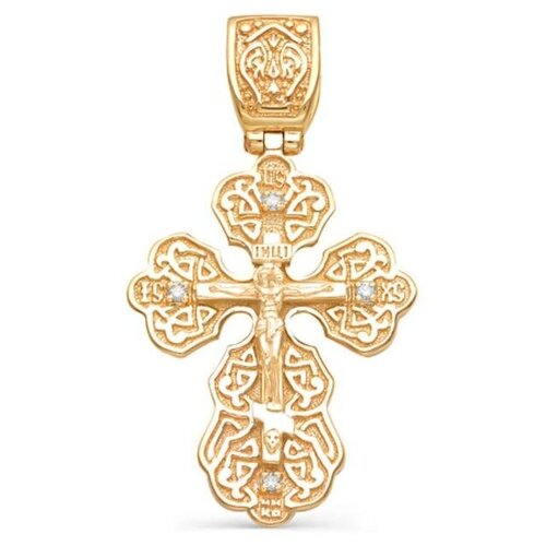 фото Подвеска позолота "православный крест" 59-04930, цвет белый в золоте сима-ленд