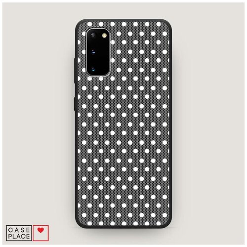 фото Чехол силиконовый матовый samsung galaxy s20 сетка в горох белая case place