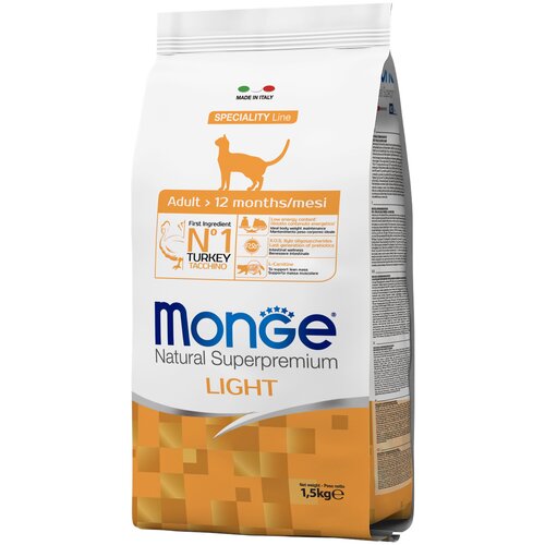 Низкокалорийный корм для кошек Monge Cat Speciality Light с индейкой 1.5 кг.