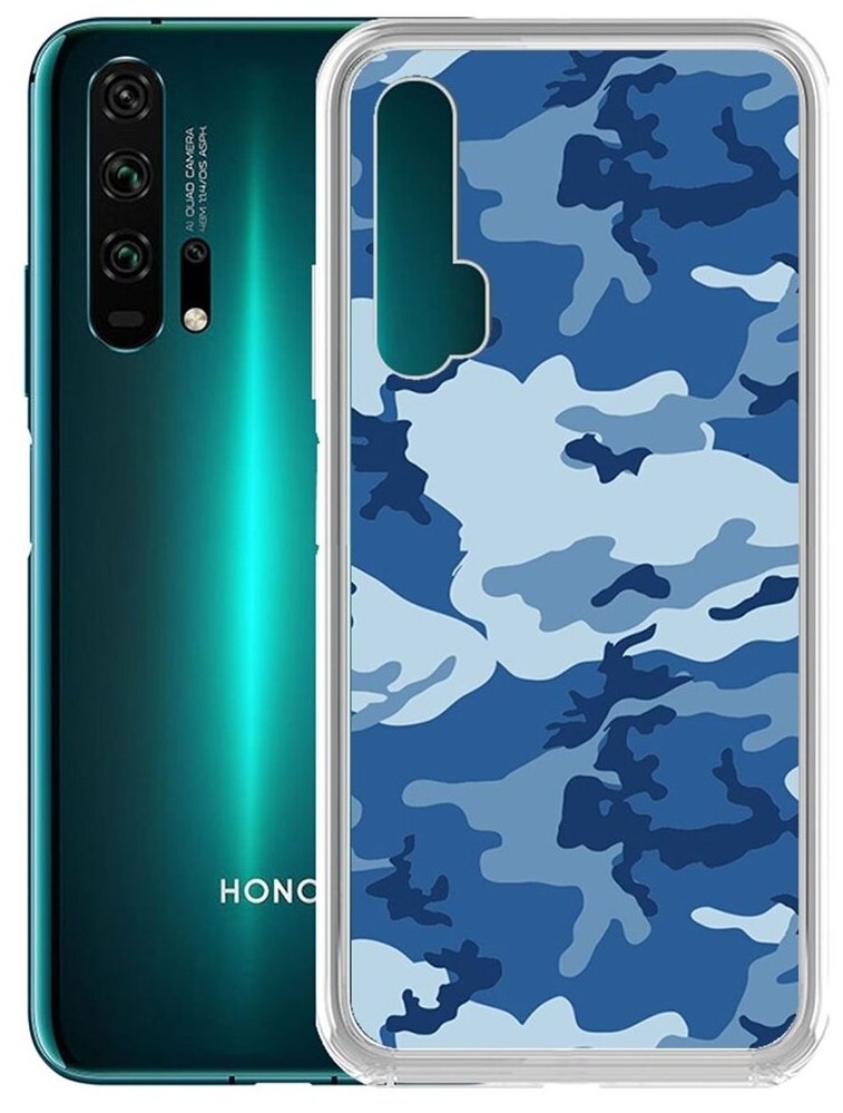 Чехол-накладка Krutoff Clear Case Камуфляж синий для Honor 20 Pro/Nova 5T