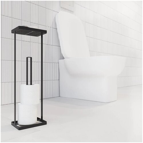 Держатель туалетной бумаги со столиком Moroshka Island цвет чёрный