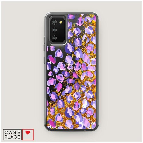 фото Чехол жидкий с блестками samsung galaxy a02s леопардовый принт акварель case place