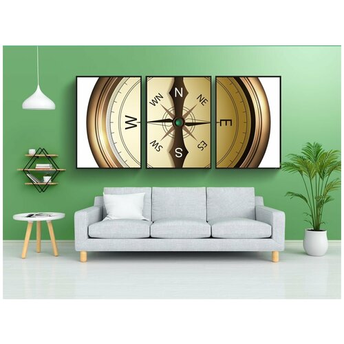 фото Набор модулных постеров для интерьера "компас, к северу, юг" 60x90 см. в тубусе, без рамки lotsprints