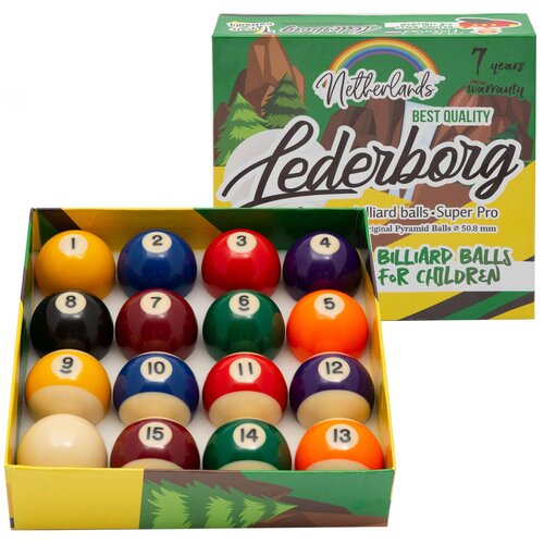 Lederborg Детские бильярдные шары для американского пула Lederborg 50,8 мм