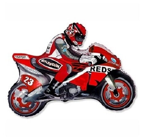 Шар фольгированный фигура Мотоциклист красный, 30х22 см