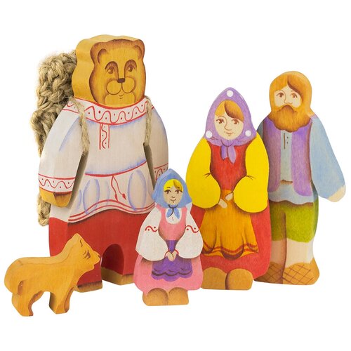 набор деревянных игрушек из 5 ти фигур бременские музыканты ручная работа Набор деревянных игрушек из 5-ти предметов Маша и Медведь ручная работа