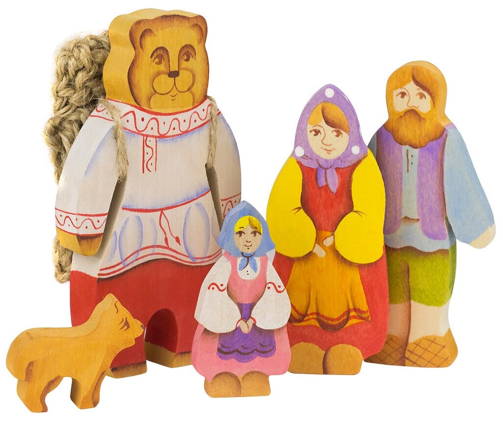 Набор деревянных игрушек из 5-ти предметов "Маша и Медведь" ручная работа