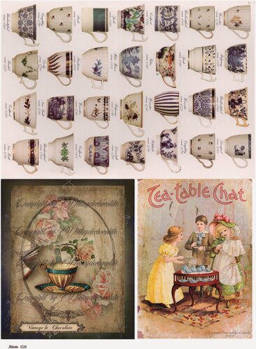 Изображение товара Декупажная карта А4 рисовая бумага тонкая чашка кружка чаепитие