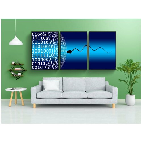 фото Набор модулных постеров для интерьера "связь, контакт, двоичный" 60x90 см. в тубусе, без рамки lotsprints