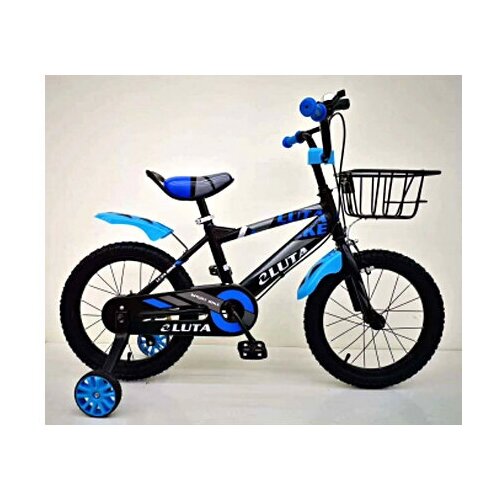 Велосипед 16 Luta Pl ручной тормоз корзина пластиковые крылья дополнительные колеса синий велосипед детский 782600₽