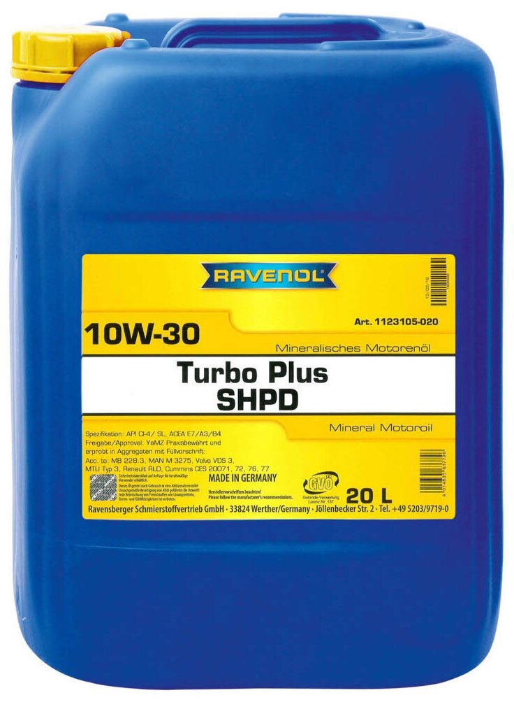 Моторное масло RAVENOL Turbo plus SHPD SAE 10W-30 (20л) new