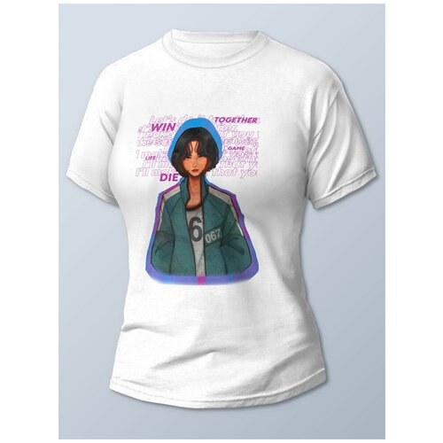 фото Футболка женская белая сериалы игра в кальмара (игра в кальмара, squid game) - 21711 brut-shop
